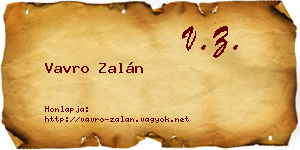 Vavro Zalán névjegykártya